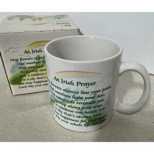 Russ Berrie Irish Prayer Blessing Ceramic Coffee Mug St Patrick’s Day Vtg in box